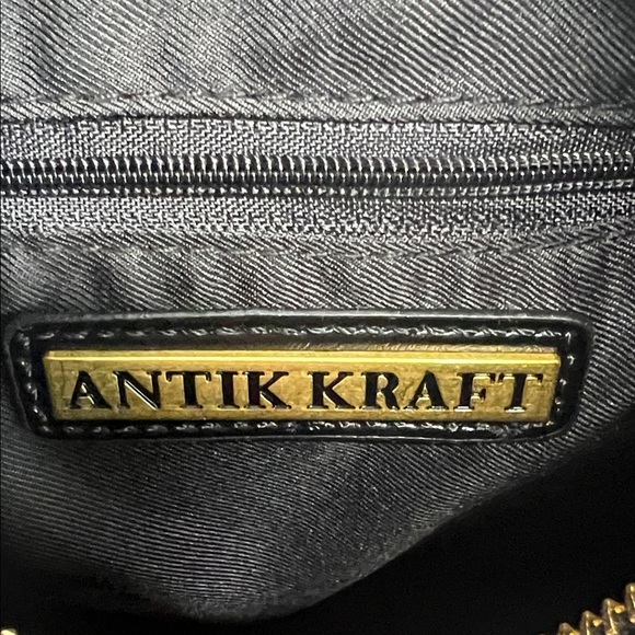 Antik Kraft |  Black Faux Leather Shoulder Bag - Picture 6 of 10